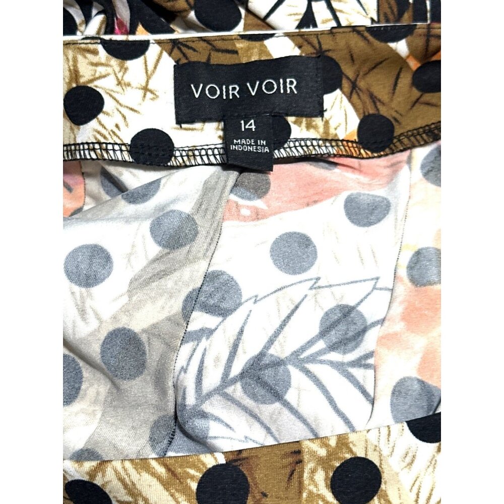 Voir Voir Size 14 Multicolor Polka Dot Patchwork Leaf Print Sleeveless Midi Boho - Picture 10 of 13